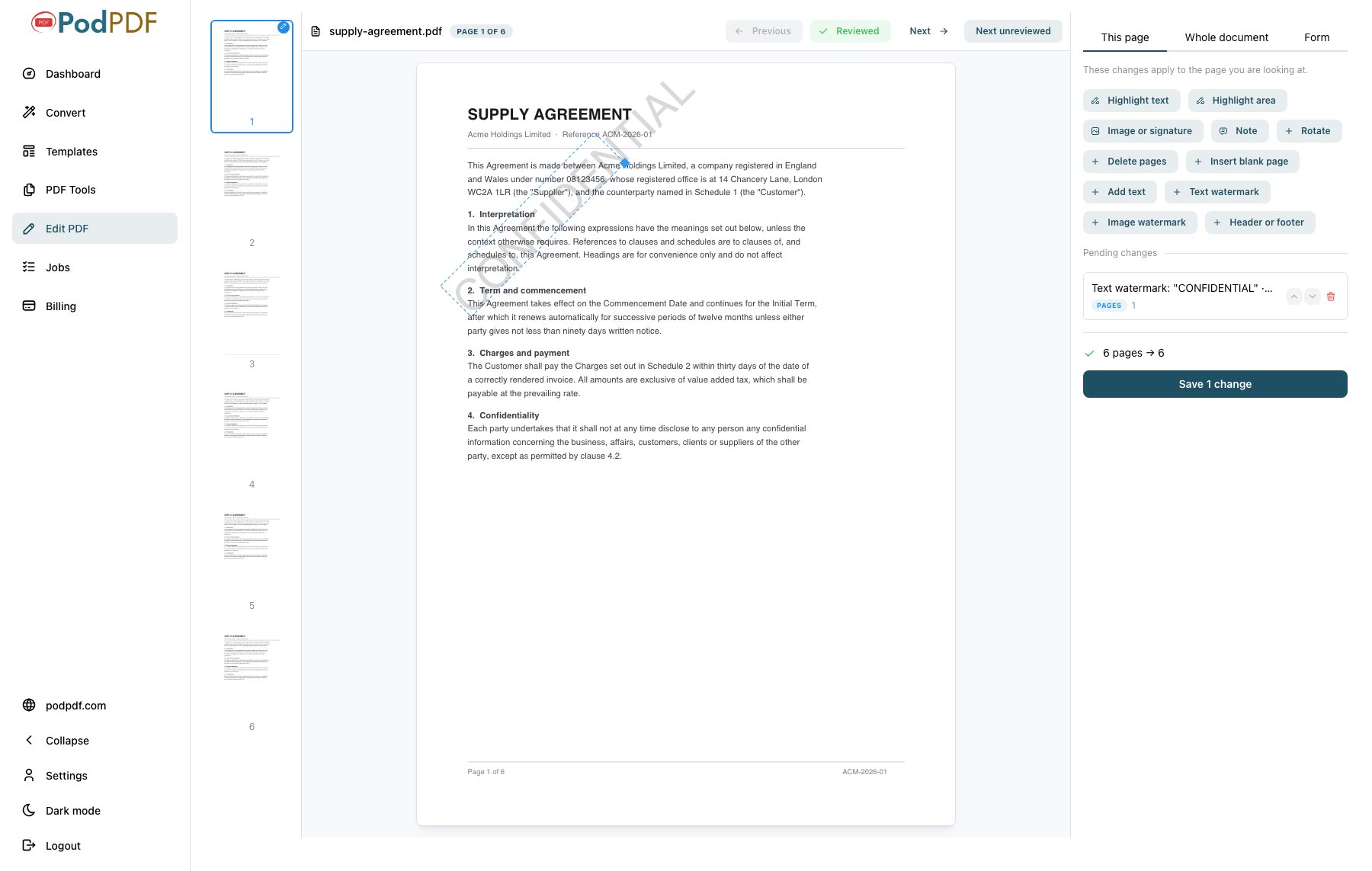 Edit a PDF page by page, and see it before you save