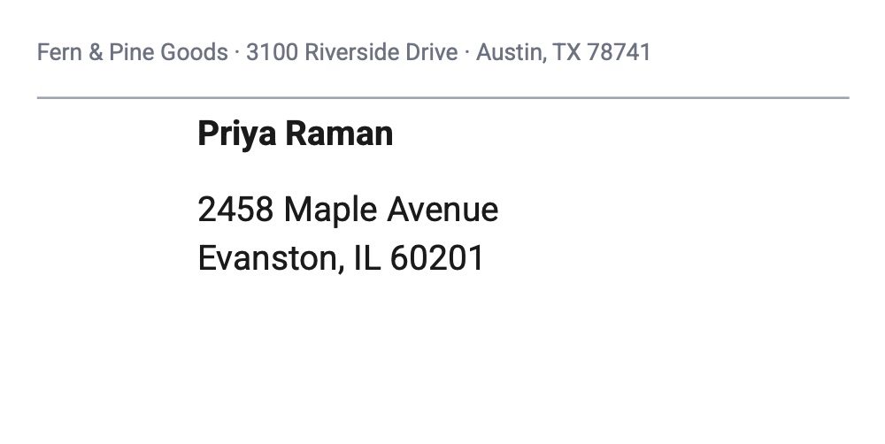 A 4 × 2 inch address label