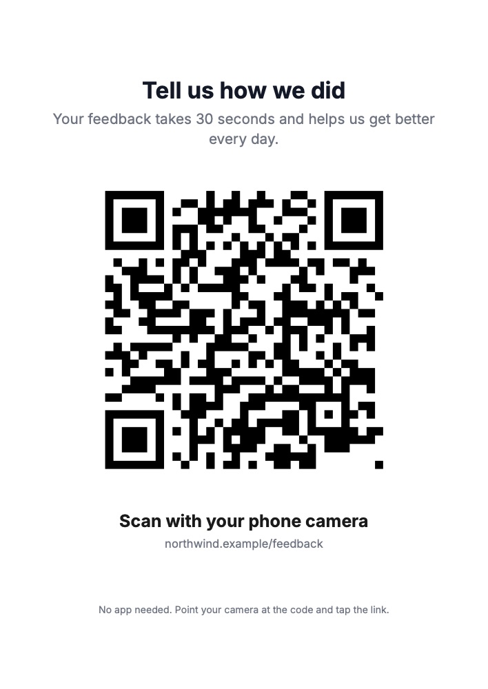 A QR code poster generated from the PodPDF template